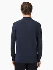 AllSaints Blue Mode Merino Longsleeve Polo Shirt - Image 3 of 5