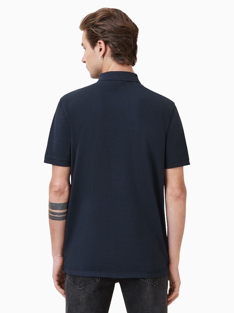 AllSaints Navy Blue Reform Shortsleeve Polo Shirt - Image 4 of 5