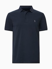 AllSaints Navy Blue Reform Shortsleeve Polo Shirt - Image 7 of 8