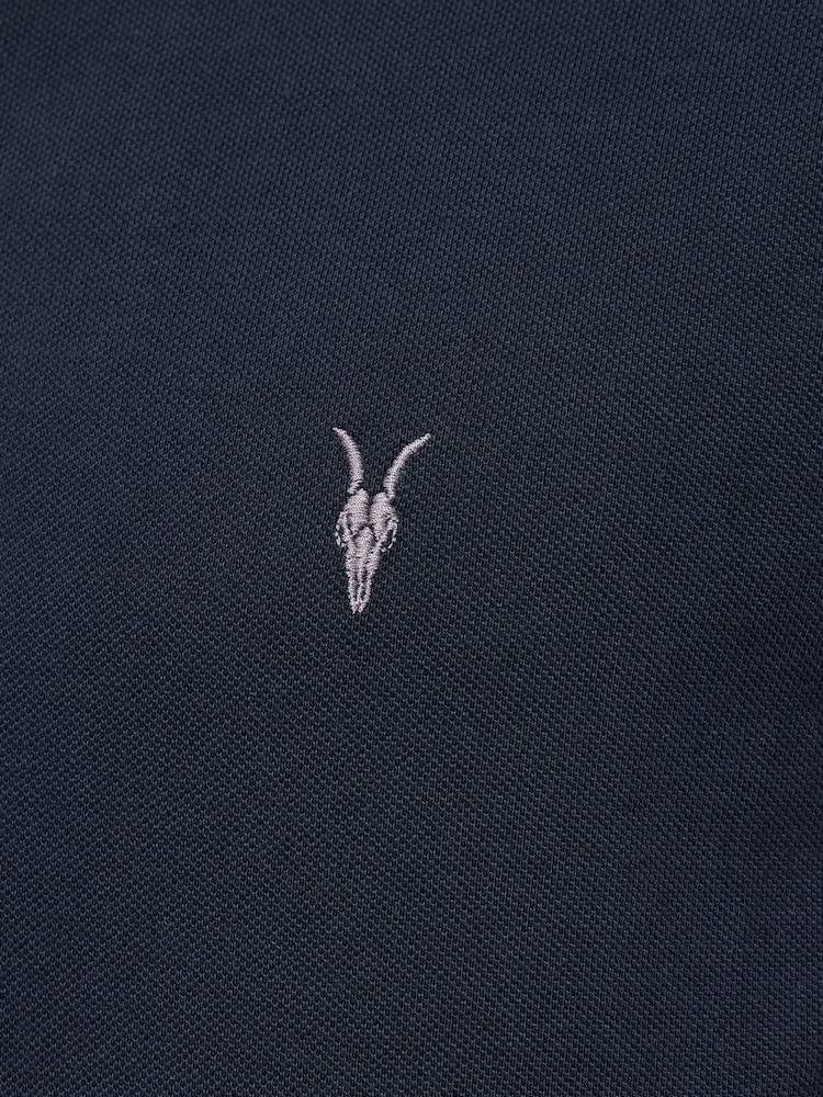 AllSaints Navy Blue Reform Shortsleeve Polo Shirt - Image 8 of 8