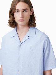 AllSaints Blue Light Valmer Short Sleeve Shirt - Image 5 of 8