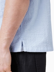 AllSaints Blue Light Valmer Short Sleeve Shirt - Image 6 of 8