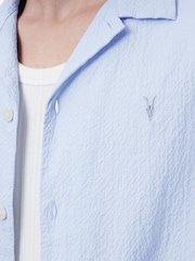 AllSaints Blue Light Valmer Short Sleeve Shirt - Image 7 of 8