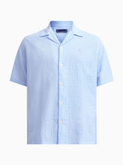 AllSaints Blue Light Valmer Short Sleeve Shirt - Image 8 of 8