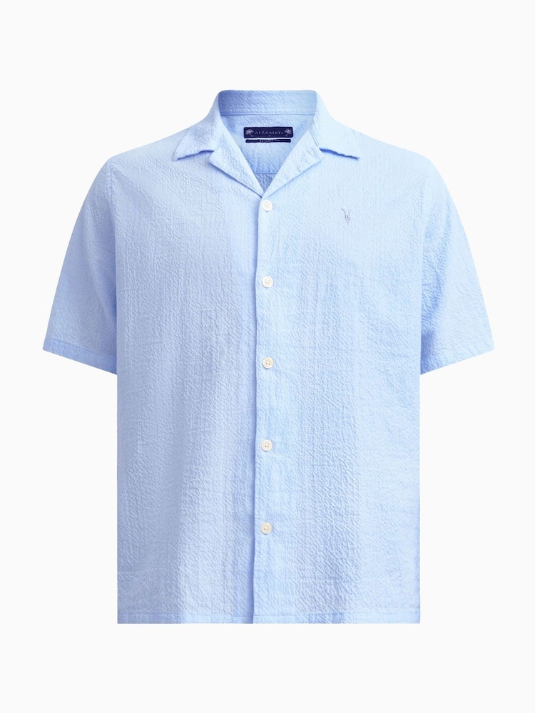AllSaints Blue Light Valmer Short Sleeve Shirt - Image 8 of 8