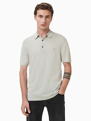 AllSaints Slate Green Mode Merino Polo Shirt - Image 1 of 1