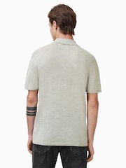 AllSaints Slate Green Mode Merino Polo Shirt - Image 5 of 6