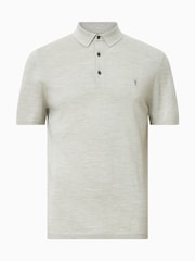 AllSaints Slate Green Mode Merino Polo Shirt - Image 6 of 6
