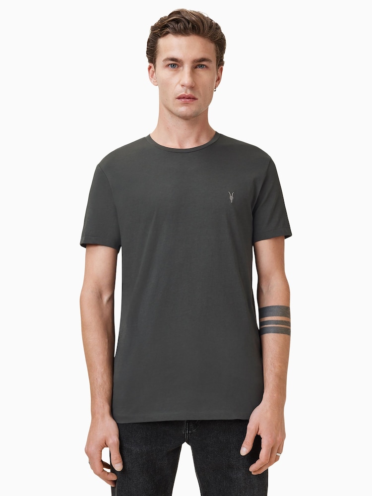 AllSaints Carter Grey Tonic Short Sleeve Crew T-Shirt - Image 1 of 5