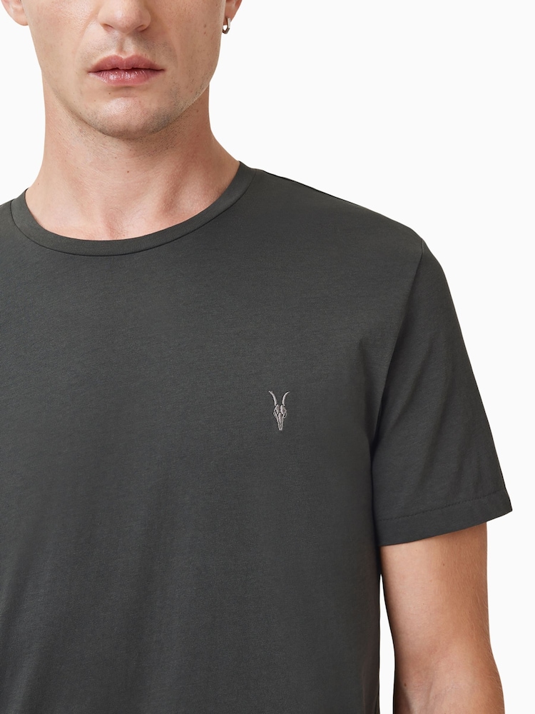AllSaints Carter Grey Tonic Short Sleeve Crew T-Shirt - Image 2 of 5