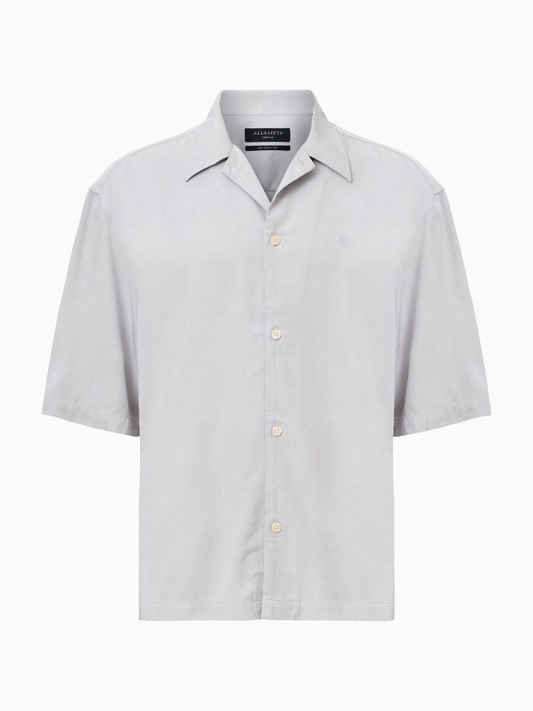 AllSaints Grey Rialto Short Sleeve Shirt - Image 7 of 7
