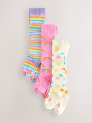 Little Bird by Jools Oliver Multi Pastel Rainbow Tights 3 Pack - Image 1 of 6