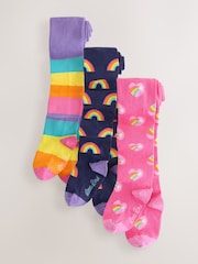 Little Bird by Jools Oliver Multi Rainbow Tights 3 Pack - Image 1 of 6