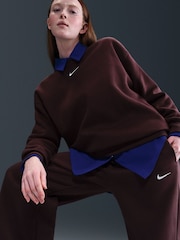Nike Red Sportswear Phoenix Fleece High Waisted Wide Leg Joggers - Image 5 of 5