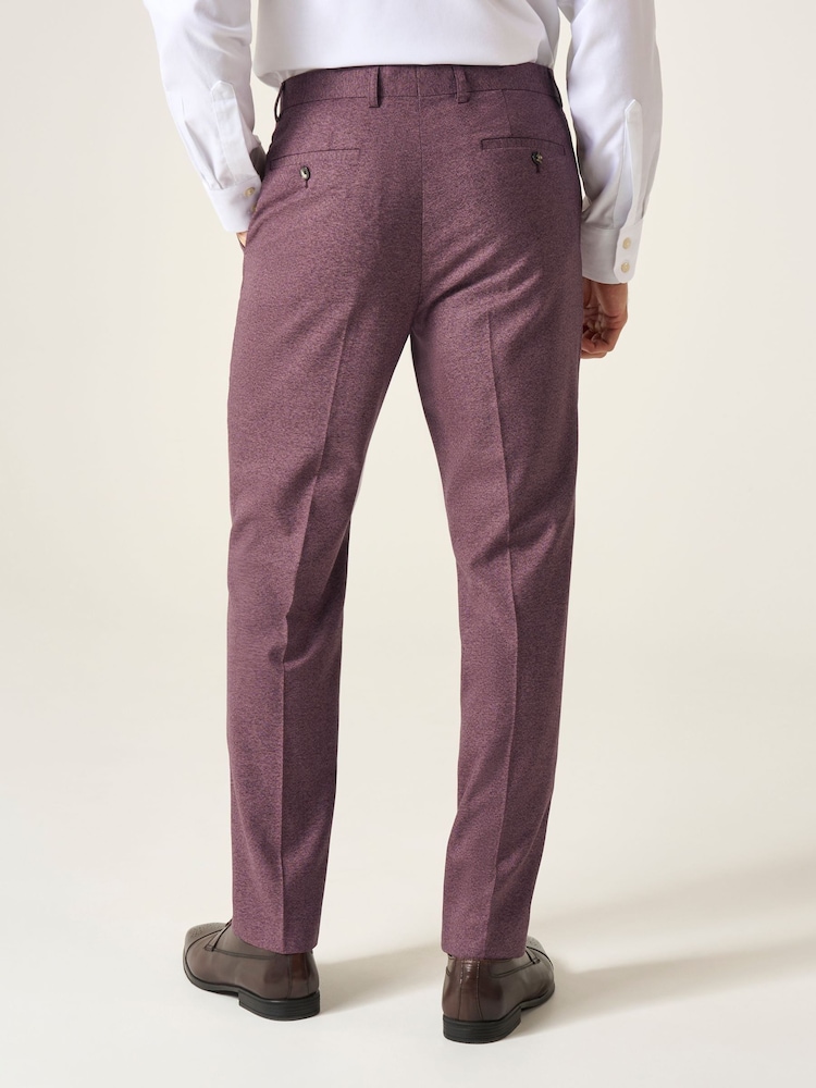 Skopes Purple Tailored Fit Jodrell Tweed Effect Suit Trousers - Image 2 of 4
