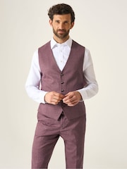 Skopes Red Single Breasted Jodrell Tweed Effect Suit Waistcoat - Image 1 of 4