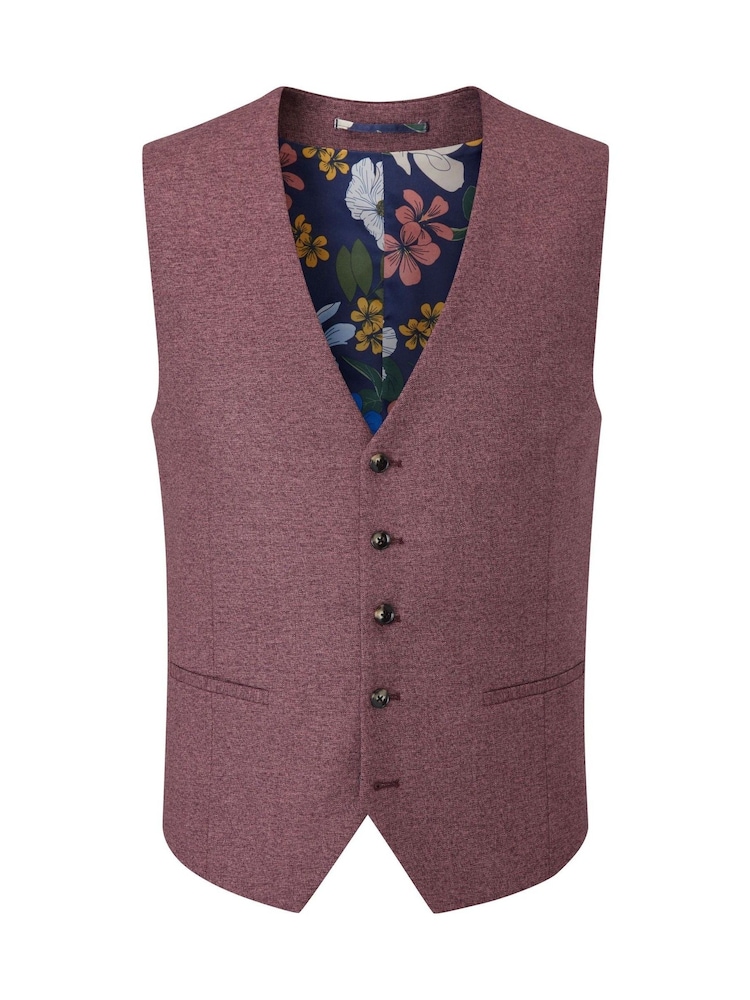 Skopes Red Single Breasted Jodrell Tweed Effect Suit Waistcoat - Image 3 of 4