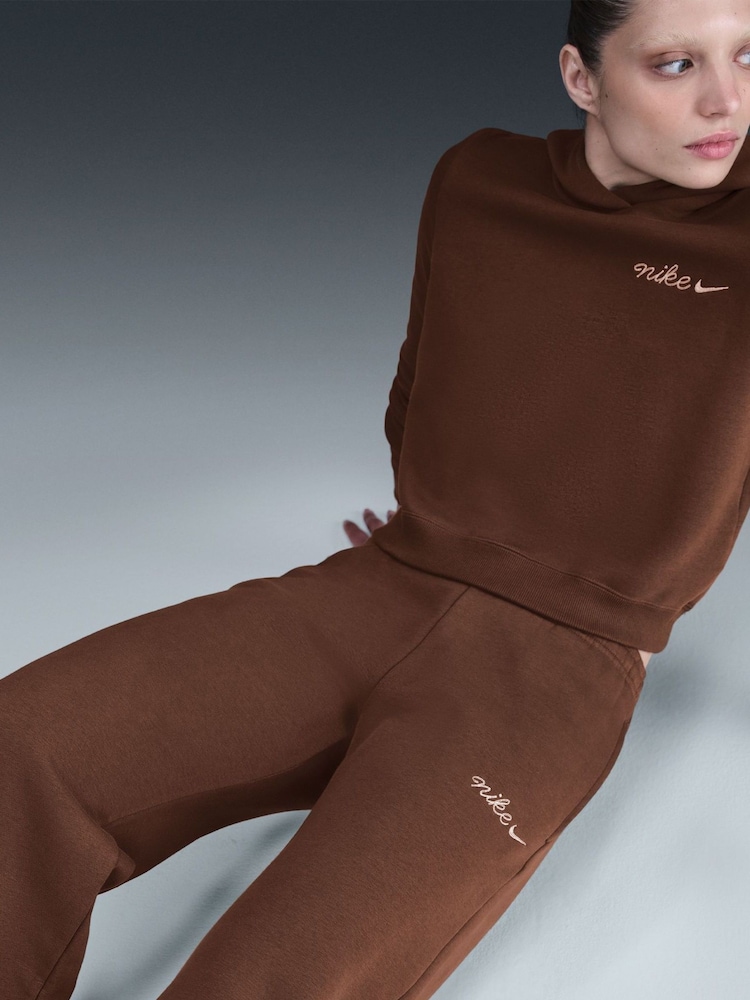 Nike Brown Sportswear Phoenix Fleece Straight Leg Joggers - Image 2 of 5