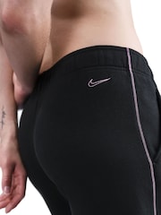Negro - Nike Phoenix Fleece Wide Leg Graphic Print Logo Joggers - Imagen 4 de 10