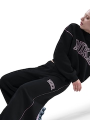 Negro - Nike Phoenix Fleece Wide Leg Graphic Print Logo Joggers - Imagen 5 de 10