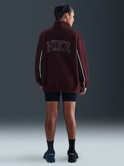 Nike Burgundy Full Zip Logo Detail Sherpa Fleece Jacket - Image 2 of 5