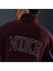 Nike Burgundy Full Zip Logo Detail Sherpa Fleece Jacket - Image 5 of 5