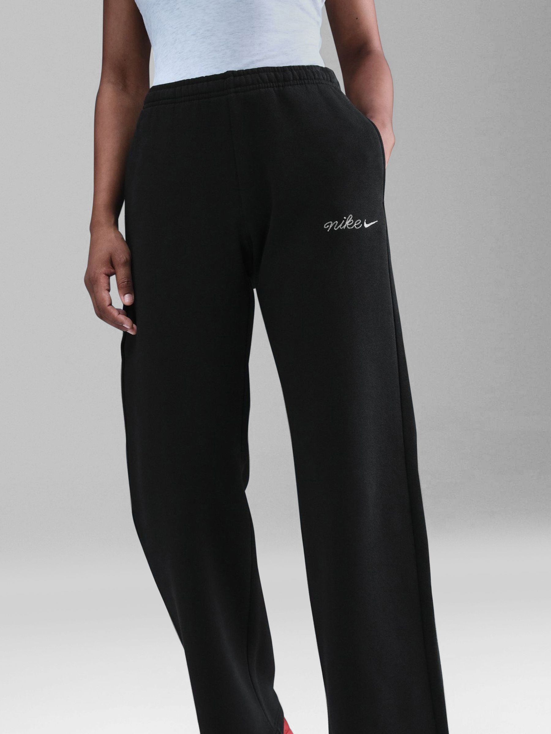 womens black nike swoosh joggers