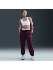 Nike Bordeaux Burgundy Oversized Phoenix Fleece High Rise Graphic Logo Joggers - Image 1 of 6