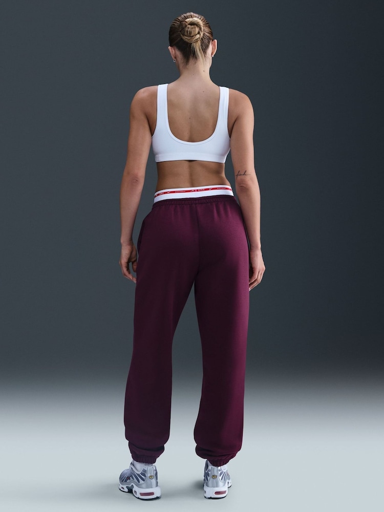Nike Bordeaux Burgundy Oversized Phoenix Fleece High Rise Graphic Logo Joggers - Image 2 of 6