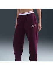 Nike Bordeaux Burgundy Oversized Phoenix Fleece High Rise Graphic Logo Joggers - Image 4 of 6
