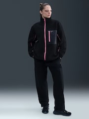 Nike Black Full Zip Logo Detail Sherpa Fleece Jacket - Image 1 of 5