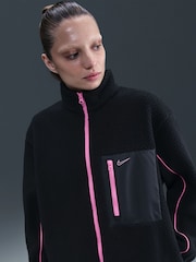 Nike Black Full Zip Logo Detail Sherpa Fleece Jacket - Image 3 of 5
