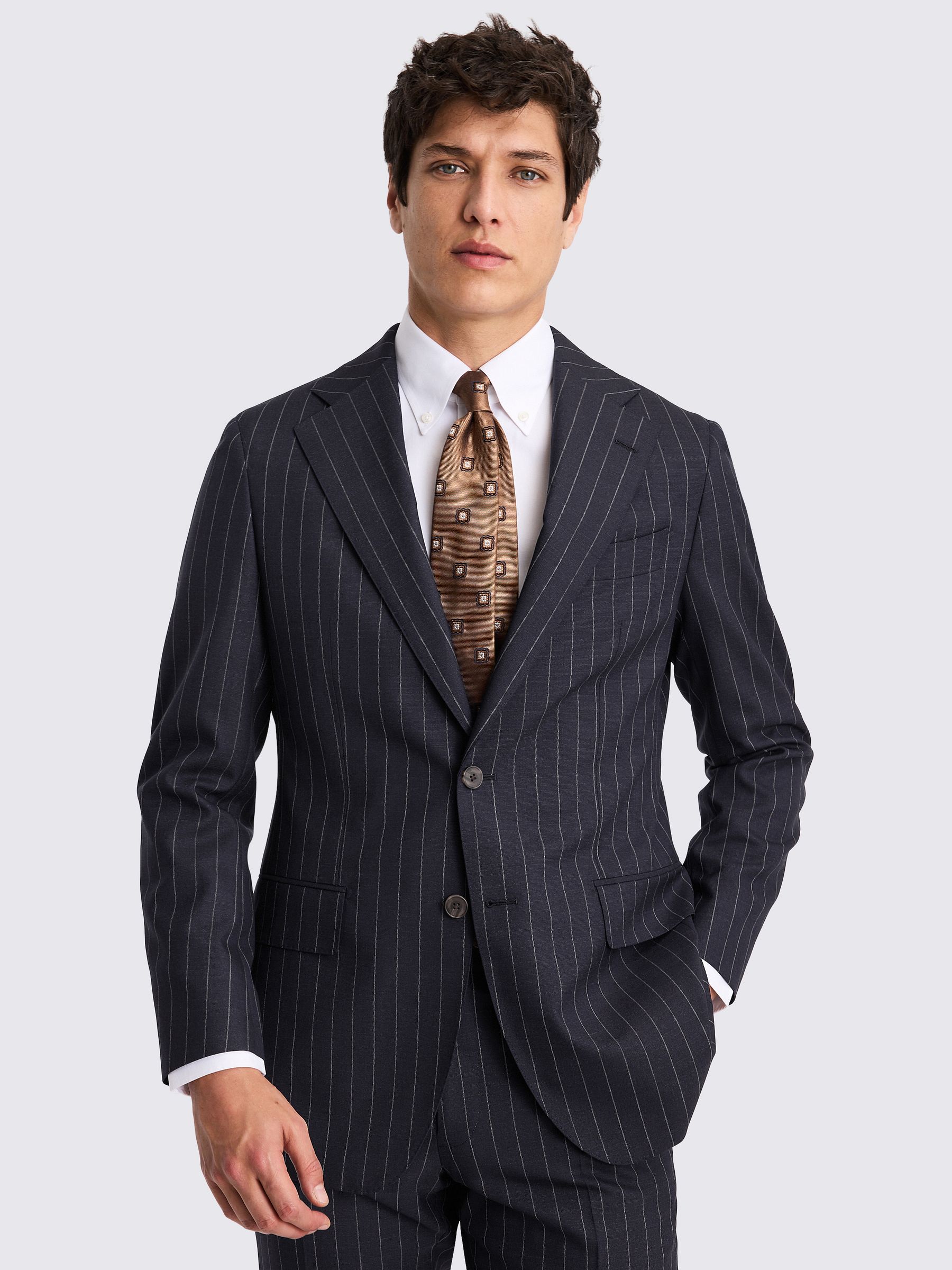 Buy MOSS Navy Stripe Tailored Fit Italian Suit Jacket from the