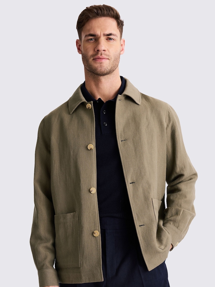 MOSS Green Khaki Wool Shacket - Image 1 of 5