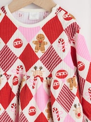 Red/Pink Harlequin Character Baby Christmas Jersey Dress (0mths-2yrs) - Image 5 of 6