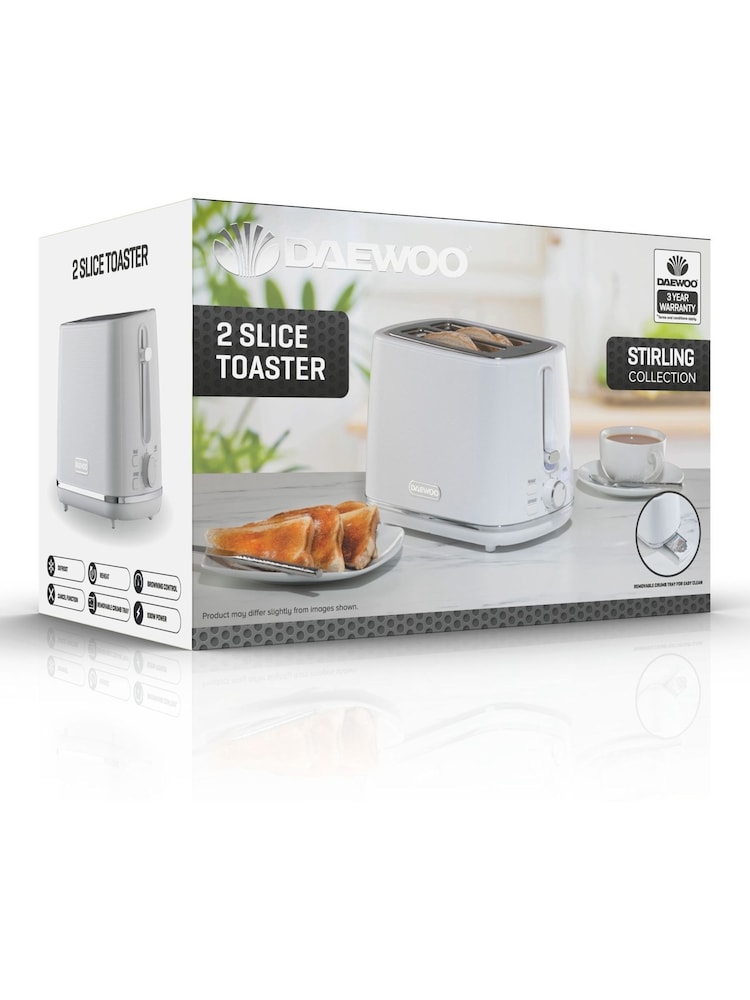 Daewoo White Stirling 2 Slice Toaster - Image 4 of 4