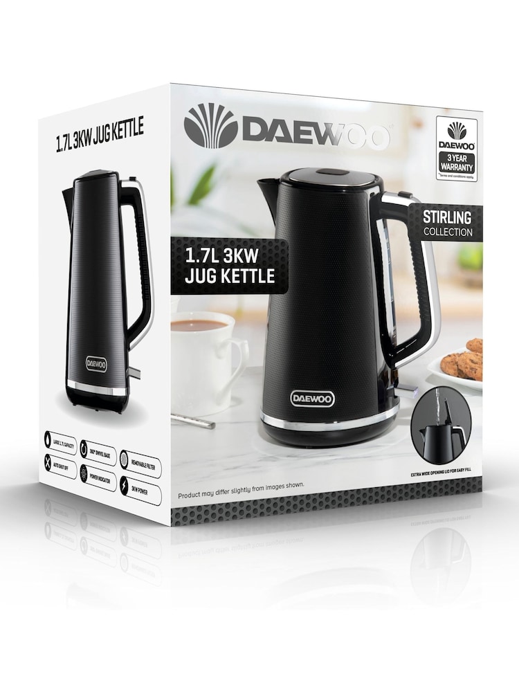 Daewoo Black Stirling 1.7L 3Kw Jug Kettle - Image 4 of 4