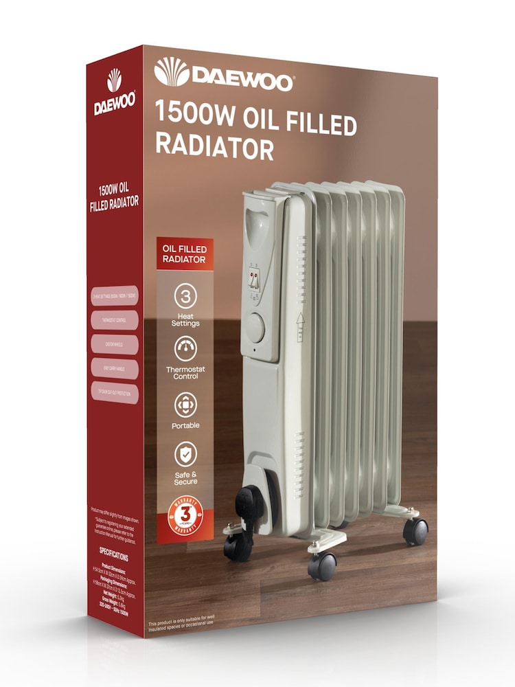 Daewoo White 1500 Watts White Oil Heater - Image 4 of 4