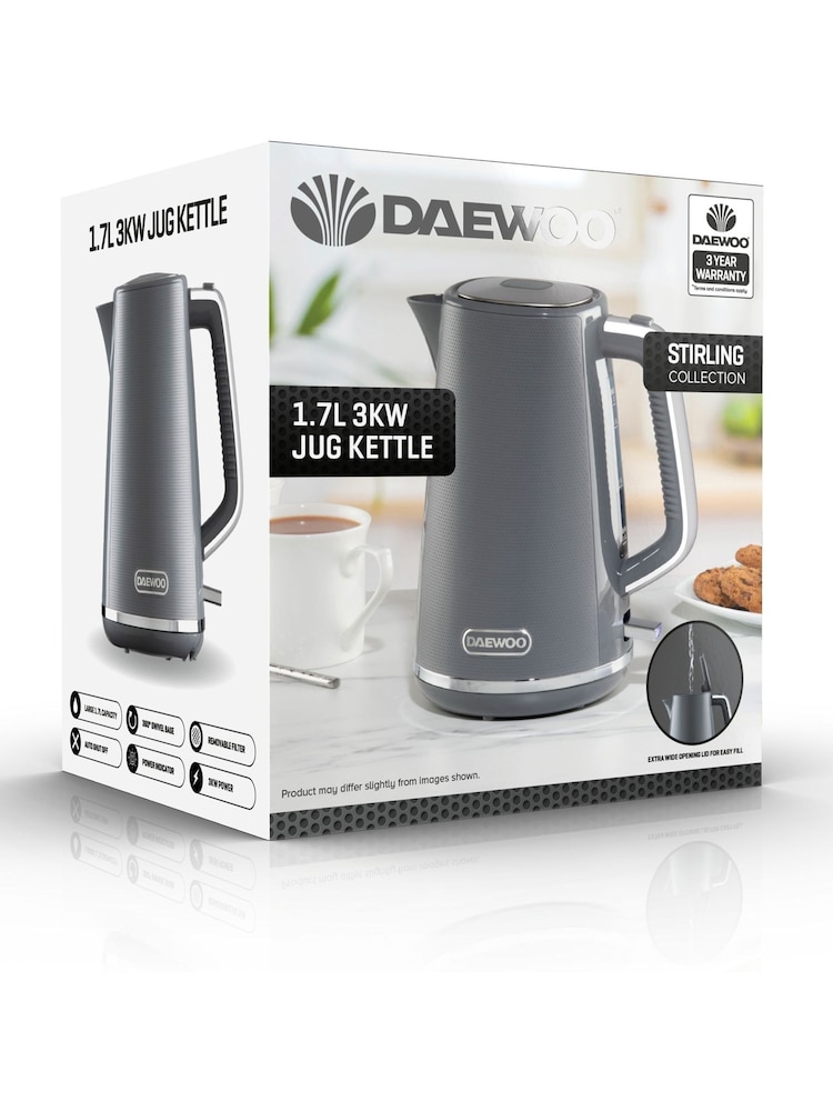 Daewoo Grey Stirling 1.7L 3Kw Jug Kettle - Image 4 of 4