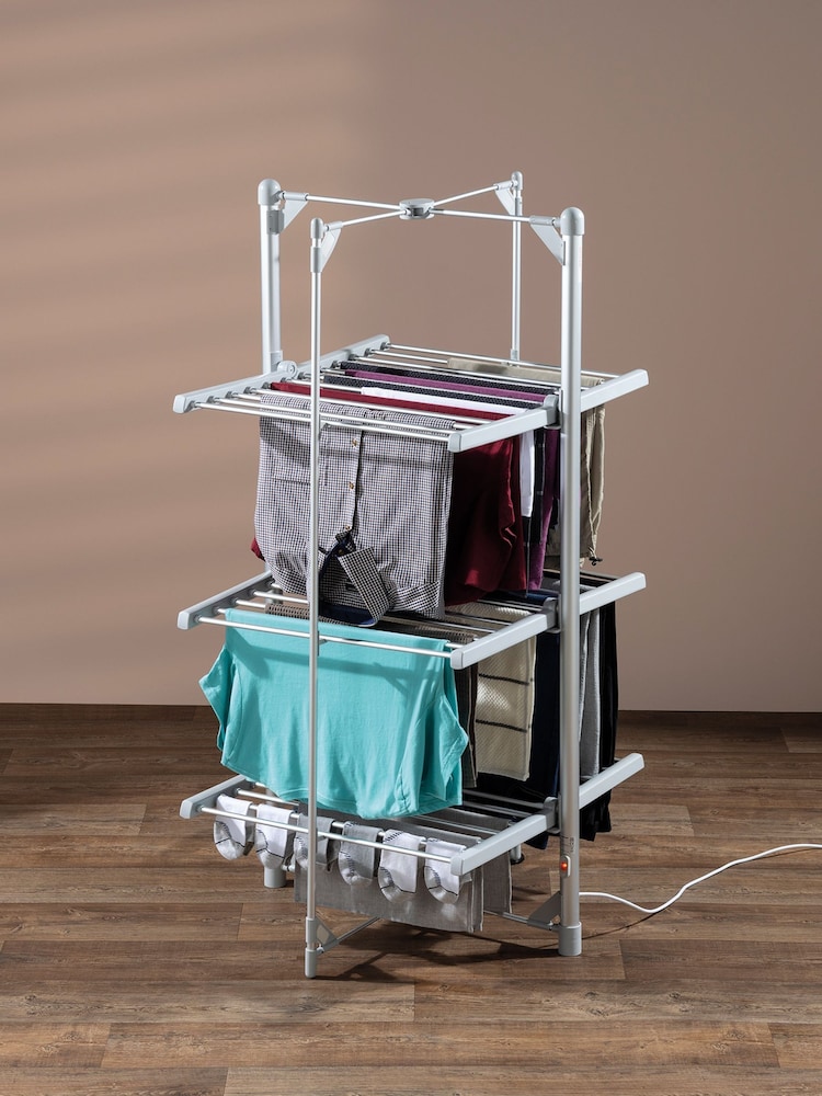 Daewoo Silver 3 Tier Heated Clothes Airer - Image 1 of 2