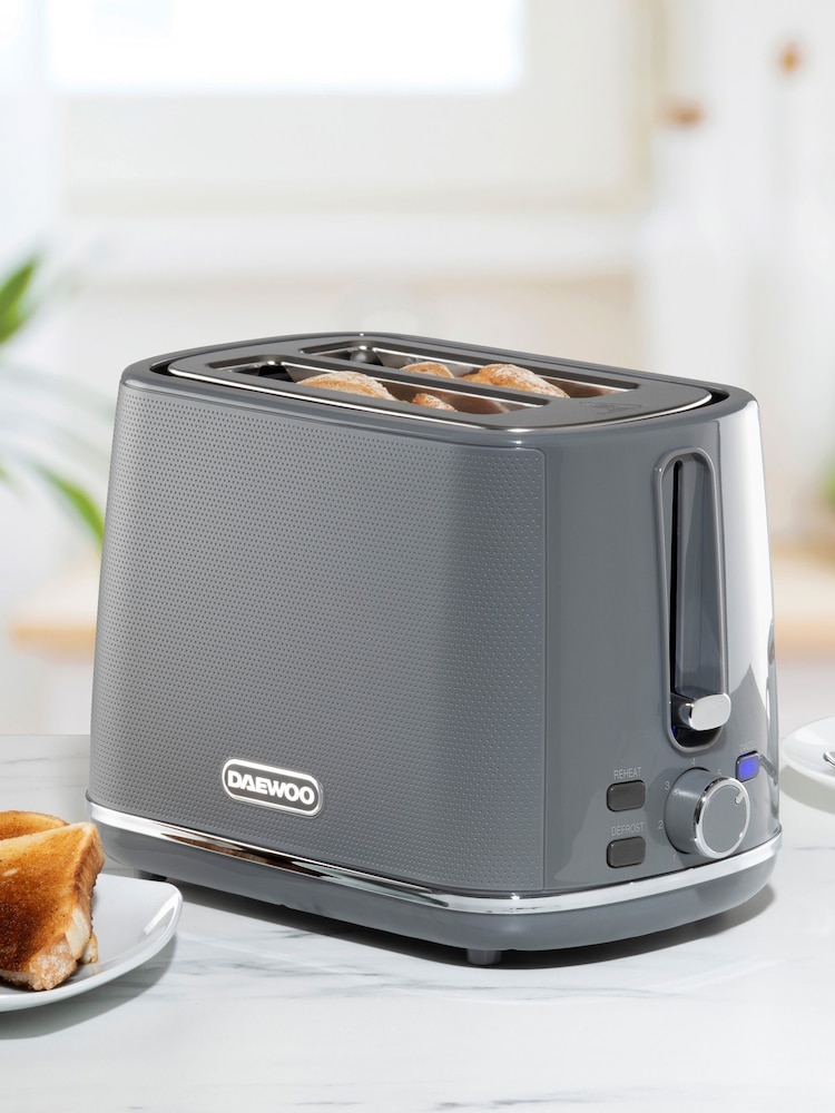 Daewoo Grey Stirling 2 Slice Toaster - Image 1 of 4
