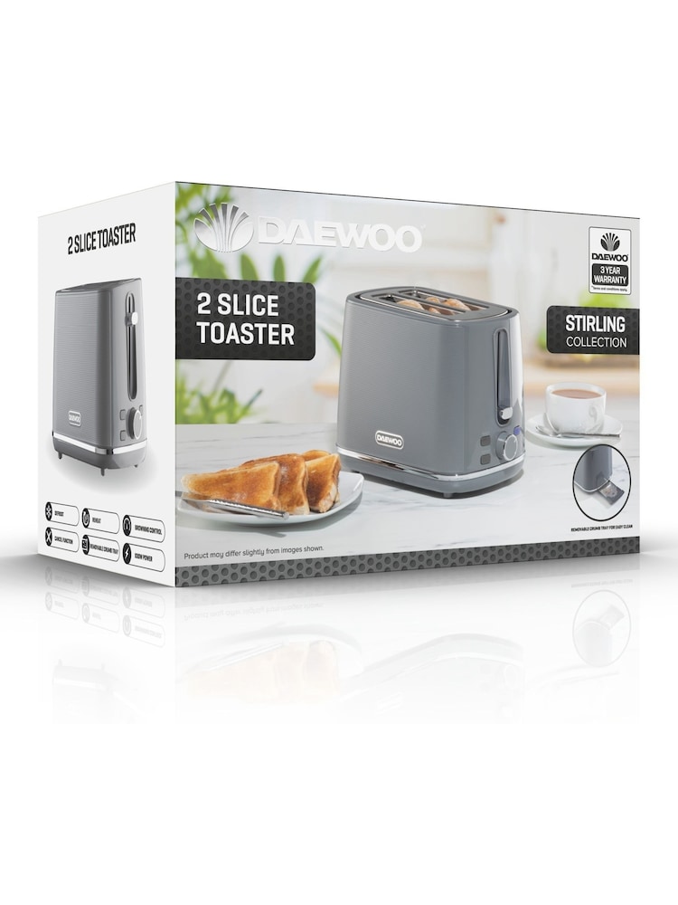 Daewoo Grey Stirling 2 Slice Toaster - Image 4 of 4