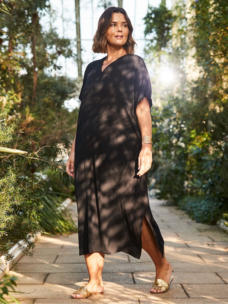 Live Unlimited Black Curve Crinkle Cover Ups - Image 2 of 6 Live Unlimited Black Curve Crinkle Cover Ups - Image 2 of 6