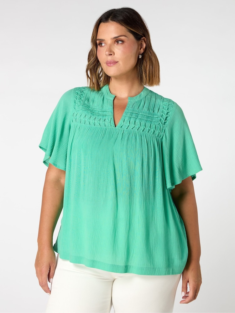 Verde - Live Unlimited Curve Crinkle Smocked Top - Imagen 1 de 3