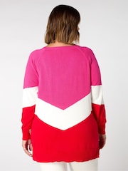 Live Unlimited Pink Curve Knitted V-Neck Relaxed Jumper - Image 2 of 3
