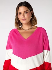 Live Unlimited Pink Curve Knitted V-Neck Relaxed Jumper - Image 3 of 3