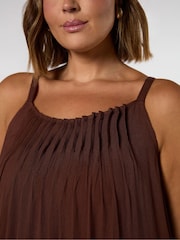 Live Unlimited Brown Curve Crinkle Strappy Dress - Image 2 of 5