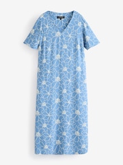 Live Unlimited Blue Curve Floral V-Neck T-Shirt Dress - Image 2 of 2
