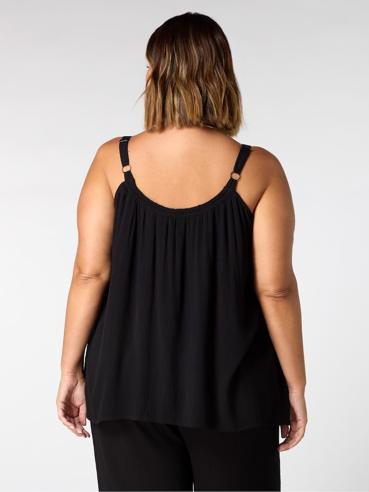 Live Unlimited Black Curve Crinkle Gathered Cami - Image 2 of 3 Live Unlimited Black Curve Crinkle Gathered Cami - Image 2 of 3