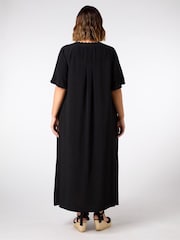 Live Unlimited Black Curve V-Neck Scallop Rib Dress - Image 2 of 4